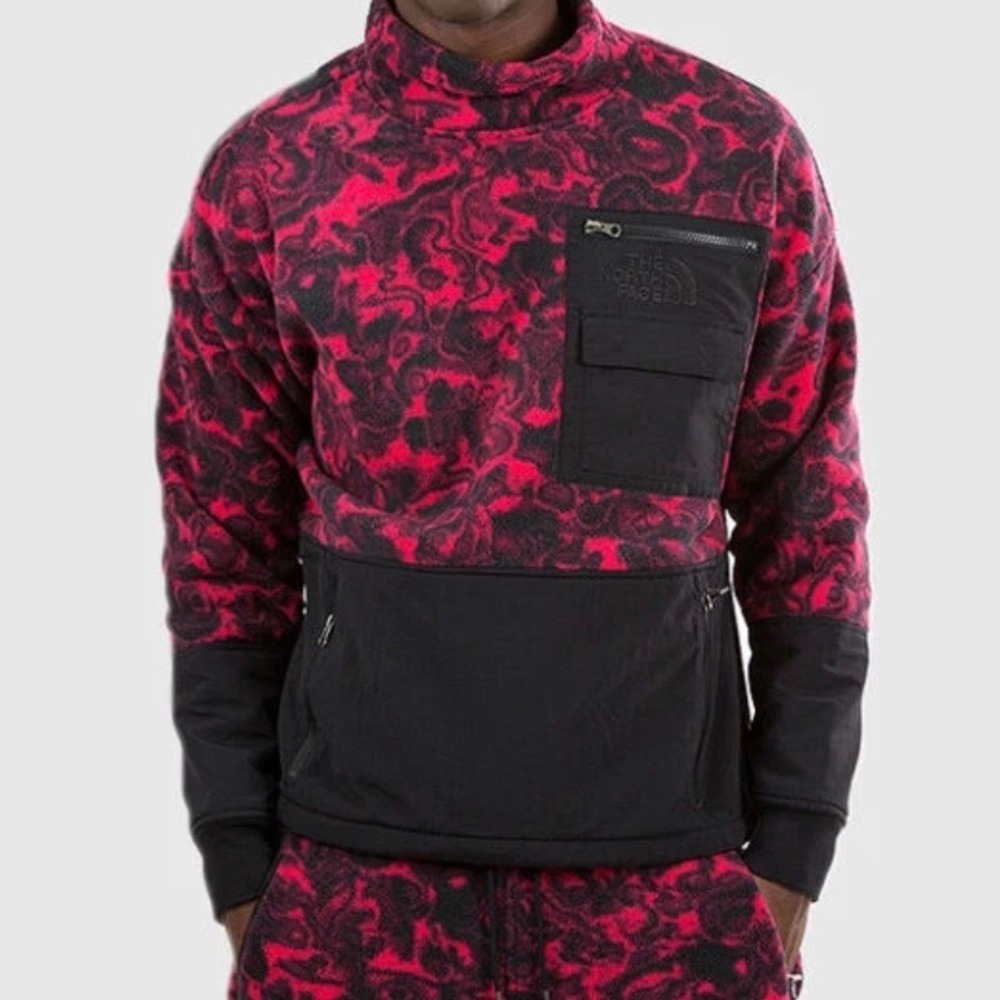 The North Face Rage 92 Fleece Pullover Mens Medium Rose Red Swirl Print NF0A3MIP